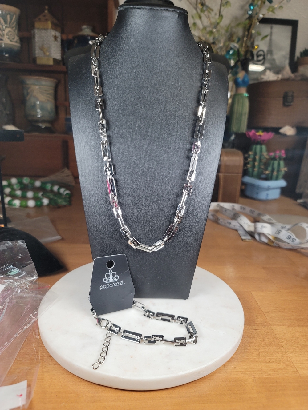paparazzi Silver-Tone Link Necklace and Bracelet Set